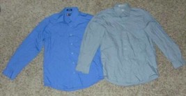 Mens Shirts 2 Van Heusen &amp; Chaps Gray &amp; Blue Front Long Sleeve Dress-size 16 - £11.68 GBP