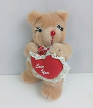 Vintage 1987 Gorham Tan Teddy Bear With Love You Heart 8" Plush - £23.18 GBP