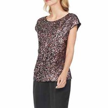 NWT Womens Size Medium Nordstrom Vince Camuto Pink Sequin Cap Sleeve Top - £20.35 GBP