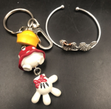 Disney Minie Mouse Hat Skirt Hand Keychain Keyring &amp; Silver Tone Bracelet - $9.49