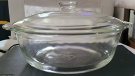 Vintage Anchor Hocking Fire King Oven Ware 2 Quart Clear Glass With Lid ... - $19.99
