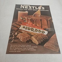 Nestle&#39;s Makes the Very Best Chocolate $100,000 Bar Vintage Print Ad 1968 - $10.98