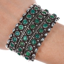 6&quot; Heavy 30&#39;s-40&#39;s Cerrillos turquoise Native American triple row cuff bracelet - $1,876.05