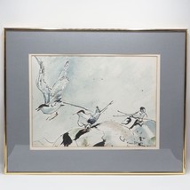 Jean Littler Signée Original Encadré Aquarelle Peinture Mouettes Ocean S... - £266.45 GBP