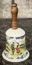 Vintage SPM Walkure Porcelain Bell Wooden Handle W Germany Shepherd Couple Farm - £7.63 GBP