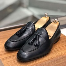 Handmade Men&#39;s Black Tasselled Loafer  Narrow Toe Original Leather Loafe... - €111,47 EUR+