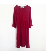 NWT Serengeti Catalog Dress Woman Midi Smocked Long Sleeve Red Holiday 1X - $43.87 CAD