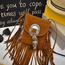 Vintage PU Leather Handbags Women Casual Crossbody Bag Female Feather Designer M - £20.97 GBP