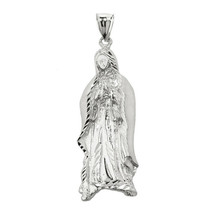 Sterling Silver Virgin Mary Virgen Santa Maria Diamond Cut Pendant / Charm - £78.46 GBP