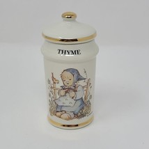 Vintage Mj Hummel Thyme Spice Jar Danbury Mint Gold Trim Porcelain 1987 - £12.85 GBP