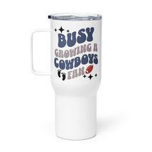 Busy Growing A Cowboys Fan Travel Mug, Football Pregnancy Announcement Mug, Cowb - £23.56 GBP