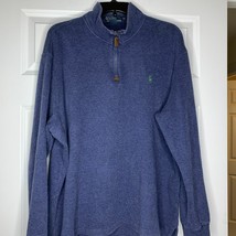 Polo Ralph Lauren 1/4 Zip Pullover Sweater Size XL Blue Cotton Pony Logo... - £17.05 GBP