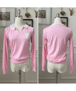Vintage 70s Pink Top White Eyelet Lace Peter Pan Collar XS - $429.46 MXN