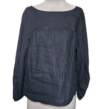 Black Linen Blouse Size Small - £35.60 GBP
