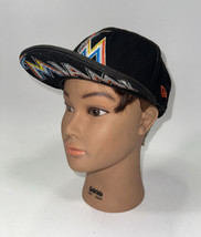 Miami Marlins New Era 59Fifty Mens Snap Back Hat Black Cap MLB Baseball - £22.38 GBP