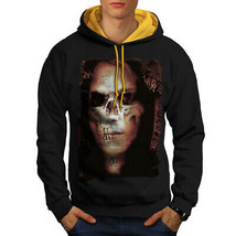 Wellcoda Zombie Girl Death Skull Mens Contrast Hoodie, Emo Casual Jumper - £31.46 GBP