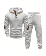 Men&#39;s Solid Color Patchwork Long Sleeve Front Button and Pants Outfit, M... - $49.49+