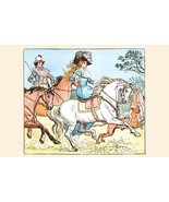 Young Girl Rides a White horse followed by a suitor 20 x 30 Poster - $25.98