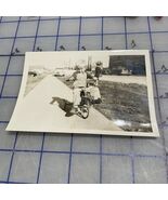 Vintage Photograph 1950s Little Boy On Tricycle Black And White  - $10.07 CAD