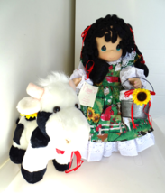 2002 Precious Moments Vinyl 16" Clara & Belle Plush Cow A Day At The Farm w/Tag - $85.99