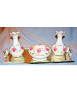 Lovely Andrea Hand-Painted Rose-Decorated Dresser/Vanity Set w/Mirrored ... - $27.70