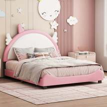 Cute Full size Upholstered Bed With Unicorn Shape Headboard,Full Size Pl... - £193.06 GBP