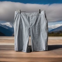 Chaps Seersucker Striped Shorts Womens Size 12 Blue White Beach Golf Coa... - $14.73