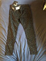NWT H&amp;M Black Animal Print  Cotton Blend Stretch Pants SZ 6 - $24.75