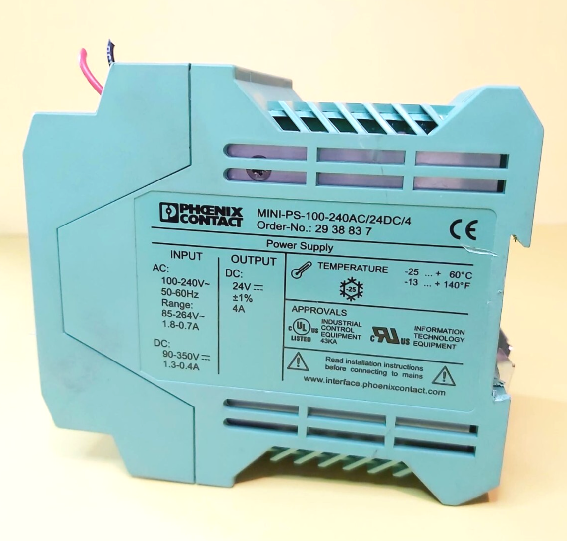 PHOENIX CONTACT MINI-PS-100-240AC/24DC/4 DIN RAIL-MOUNTED MINI POWER SUP... - $32.73