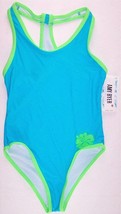 NWT Amy Byer Girl&#39;s Racerback One Piece Aqua Swimsuit Bathing Suit, 12 - £12.53 GBP