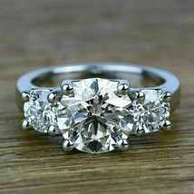 Anillo de compromiso de tres diamantes de imitación de talla redonda de... - £200.54 GBP