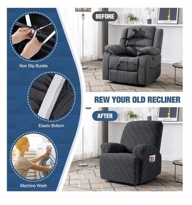 Gray Recliner cover - Jacquard Stretch Slipcover For Chair Three Pieces New Item image 4