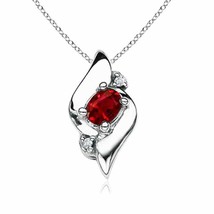 Authenticity Guarantee 
Angara Natural 4x3mm Ruby Fashion Pendant Necklace in... - £406.37 GBP