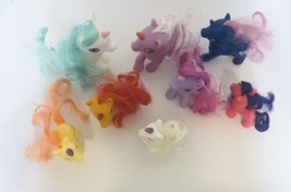 Ponies with Flowing Colorful Manes Lot of 8 Unbranded Plastic Colored Unicorn - £19.74 GBP