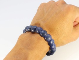 Faceted Lapis Lazuli Bracelet - Elastic &amp; Double Reinforced stimulating insight, - £19.97 GBP