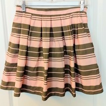 Jack by BB Dakota Pink &amp; Olive Green Striped Skirt Size 4 - £4.74 GBP