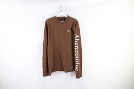 Vtg Abercrombie &amp; Fitch Mens Medium Faded Spell Out Long Sleeve T-Shirt Brown - £31.10 GBP