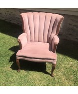 Vintage Wingback Channel Tufted Pink Velvet Armchair Parlor Accent Chair... - €171,08 EUR