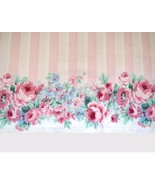 1980 Full Flat Sheet JP Stevens Wide Pink White Stripes Pink Rose Hem - $19.00