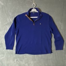 POLO Ralph Lauren Sweater Mens XL Estate Rib 1/4 Zip Pullover Blue Cotton - $18.04