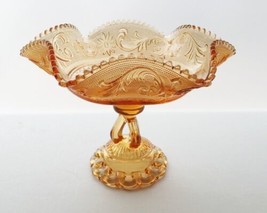 Vintage Westmoreland Glass Compote Princess Feather RARE Golden Sunset Color - £32.50 GBP