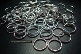 JUMP RINGS 100 Giant open silver plated 14mmx1.5mm 12ga attach charms FP... - $6.88