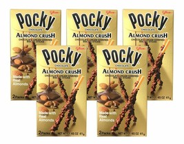 5 Packs Pocky Chocolate Almond Crush Biscuit By Glico 1.45OZ - £18.94 GBP