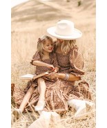 Boho mommy and me dress brown matching mom girl dress floral ruffled swi... - £31.35 GBP
