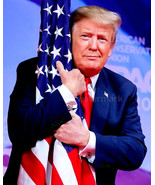 DONALD TRUMP LOVING THE AMERICAN FLAG PUBLICITY PHOTO PRINT 8X10 - $7.28