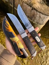 HANDMADE JAPANESE DAMASCUS STEEL HUNTING KNIFE SURVIVAL BOWIE KNIFE FULL... - £106.69 GBP