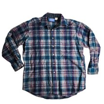 Vintage Pendleton Plaid 100% Wool Button Down Shirt Size Large Red Blue - £39.62 GBP