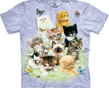10 Kittens Cat Unisex Adult T-Shirt The Mountain 100% Cotton Light Purple - $26.73+