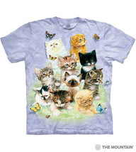 10 Kittens Cat Unisex Adult T-Shirt The Mountain 100% Cotton Light Purple - $26.73+