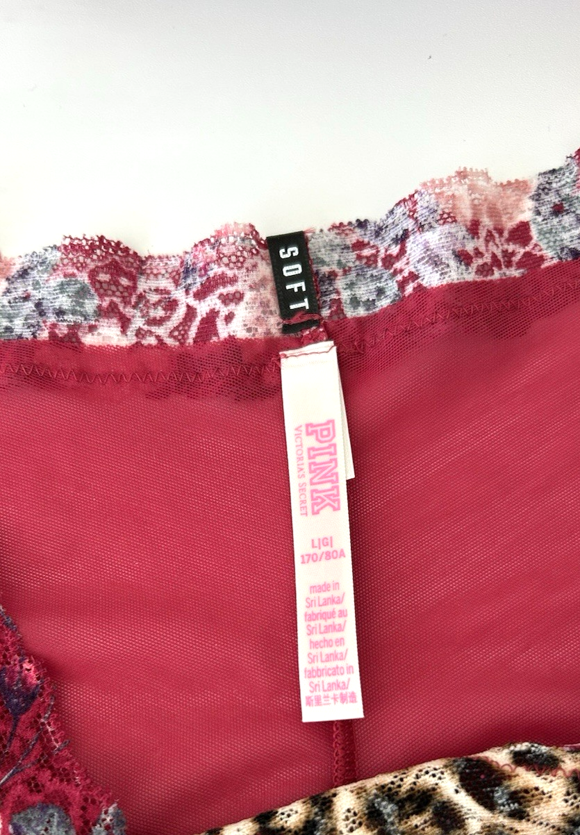 Victoria's Secret PINK 36D Floral Cheetah Racerback Date Push-up Bra & Panty LG Item image 3